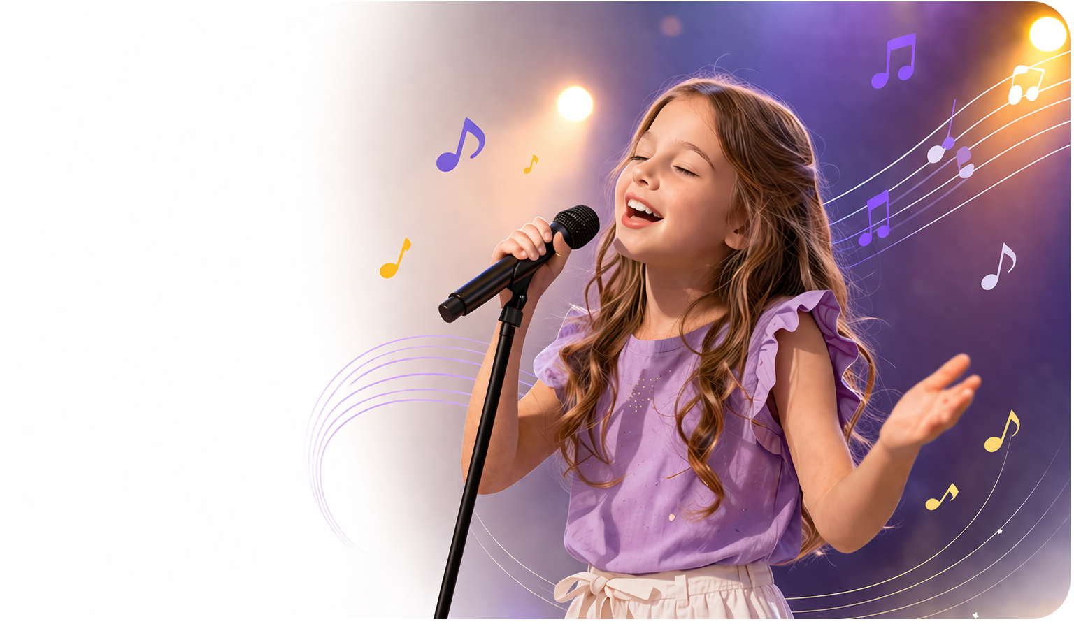 Ребёнок поёт в микрофон